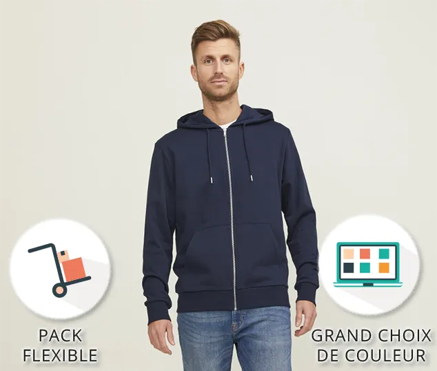 Sweat à capuche zippé unisexe JACK & JONES Unisex 300 gr Pack 10 pcs